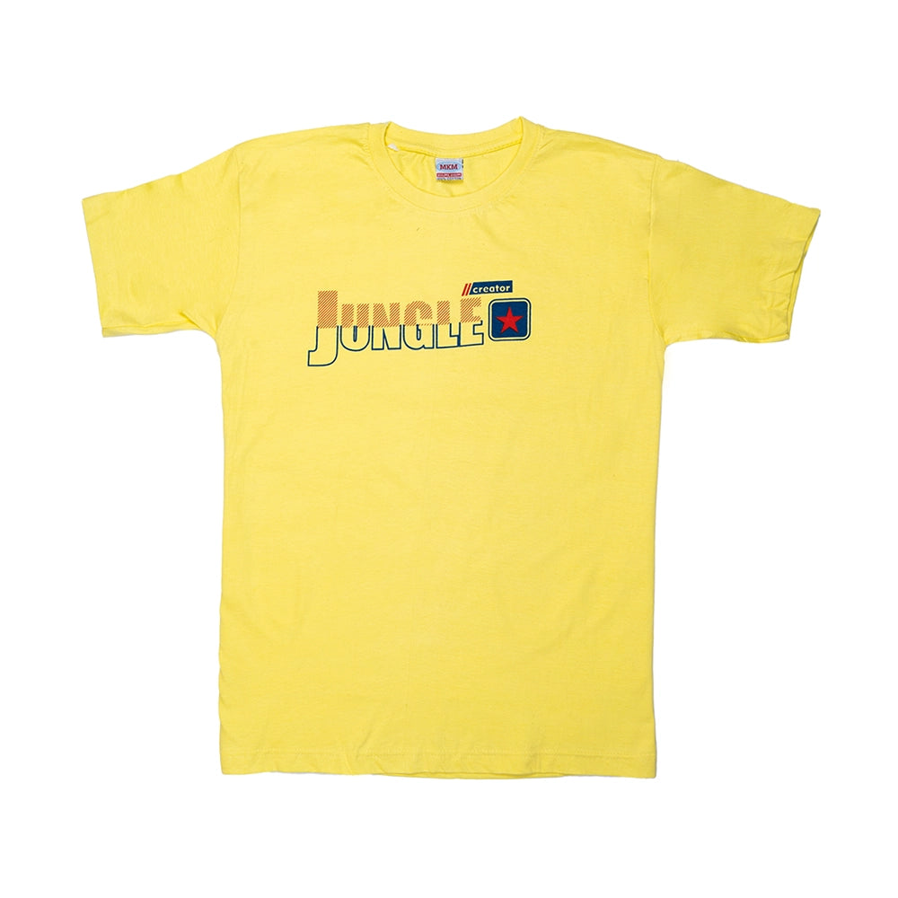 Powermerc Cotton Chest Printed T-shirts for Men-Yellow